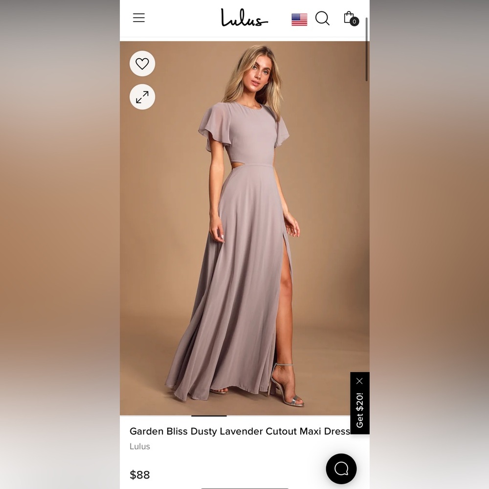 Lulus Garden Bliss Dusty Lavender Cutout Maxi Dress
